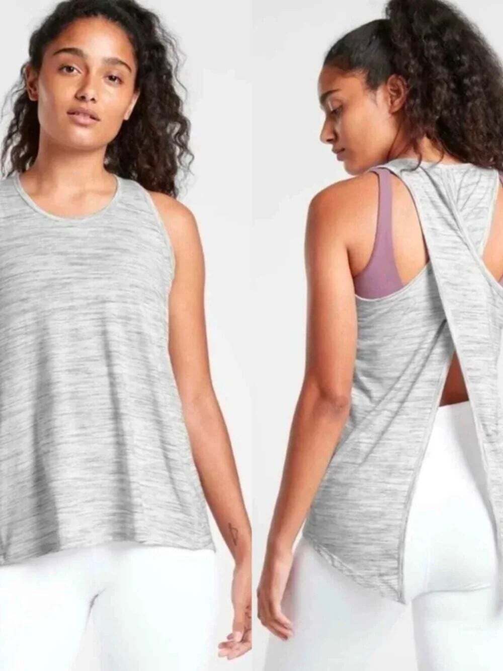 Athleta Essence Vital tie back tank heather gray size small VGUC athleisure yoga